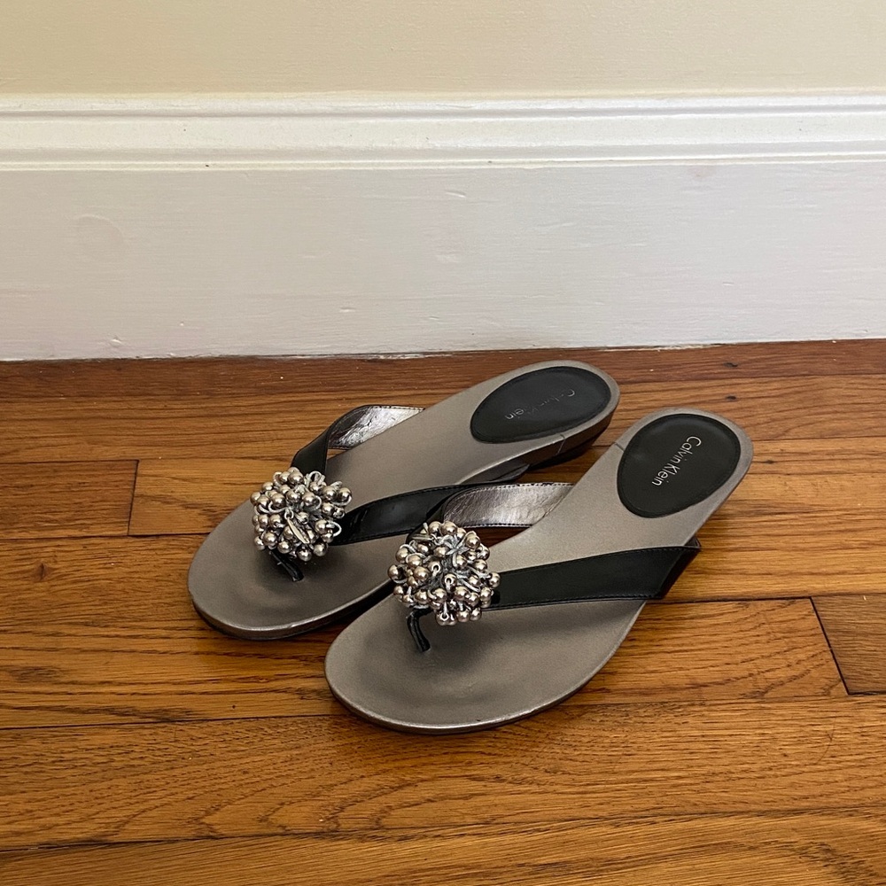 Calvin Klein Sandals Black and Silver